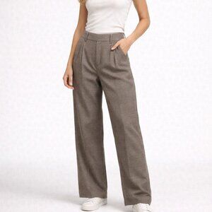 Everlane Way-High Drape Trousers 6S Houndstooth NWT High Rise Wide Leg